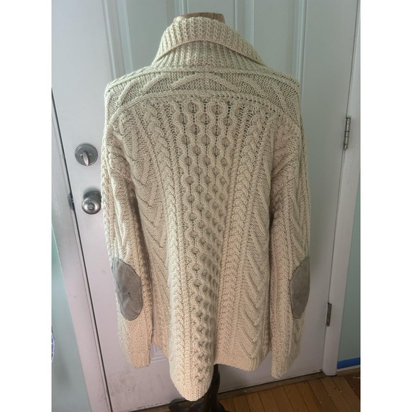 Vintage Irish New Wool Chunky Knit Beige Sweater Sz 40 Imperfect - Picture 4 of 9